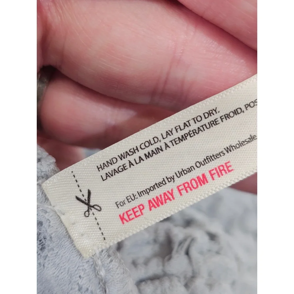 Free People FP One Adella Lingerie Top L Grey Lace Boho Strappy V-Neck Cropped
